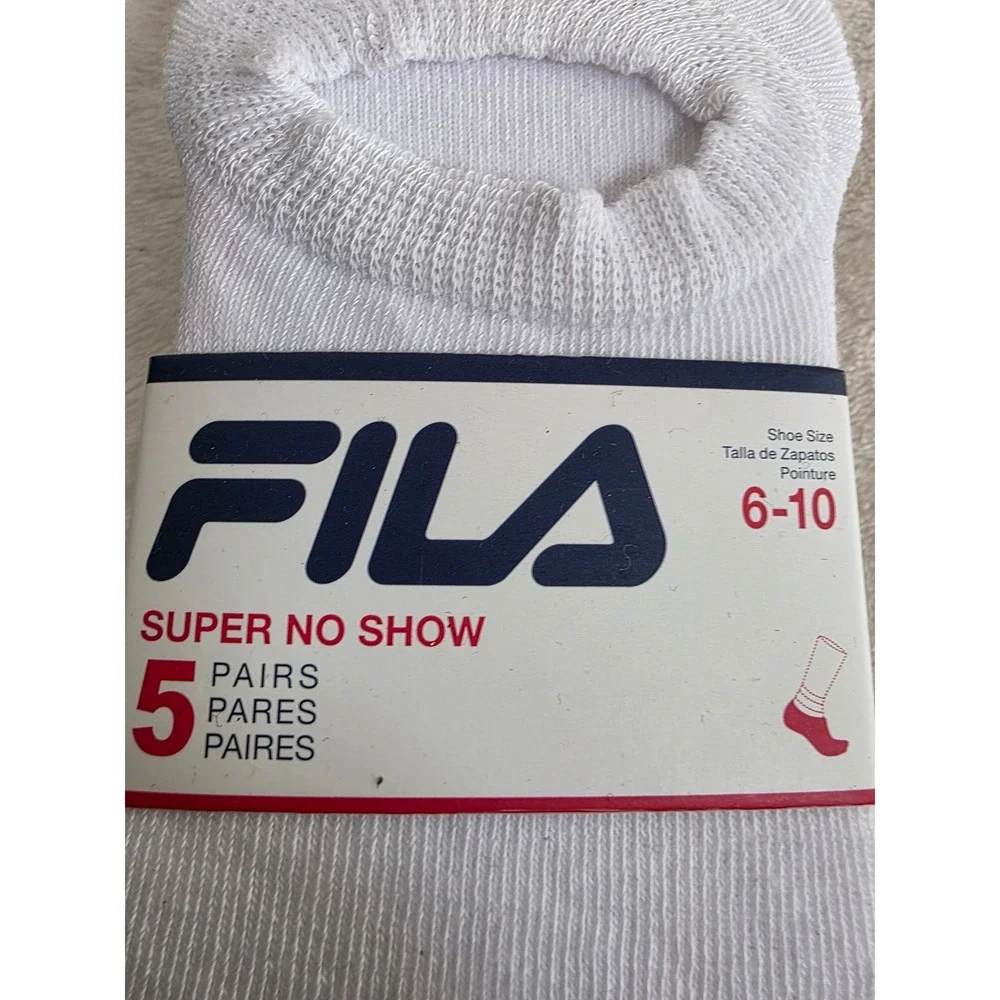 Fila Womens Super No Show Socks 5‎ Pair Pack 43FL358317TA-WHT